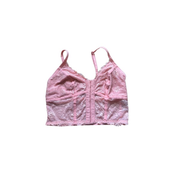 Colsie Other - Colsie Lace Bralette Women XS Pink Excellent Front Hook Longline Mesh Top